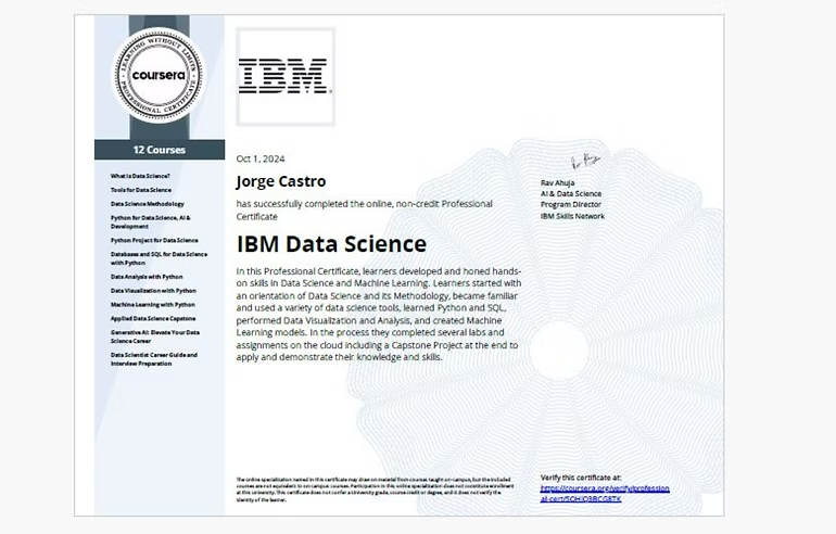 IBM Data Science Certificate