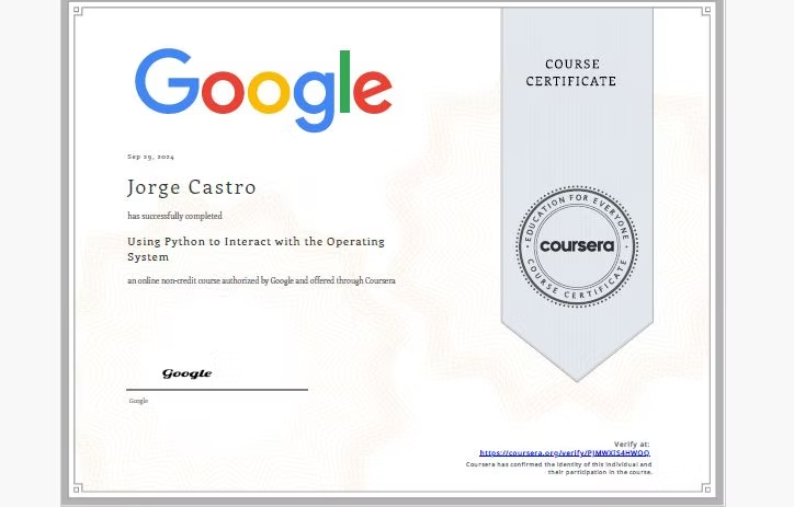 Google Python OS Certificate
